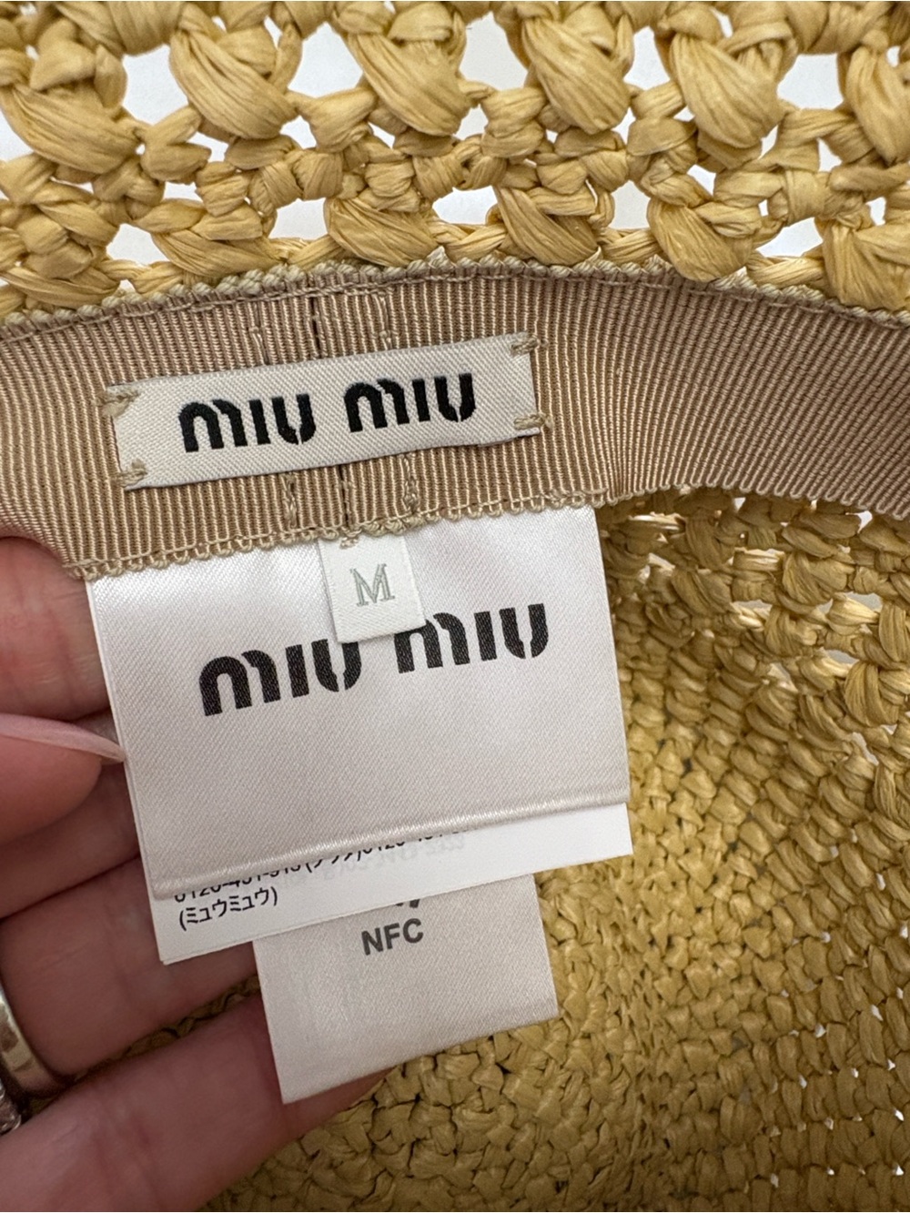 MIU MIU Woven Fabric Hat in Beige - Picture 7 of 12
